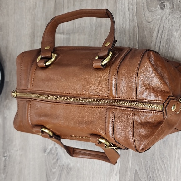 COACH Ashley Madison English Tan Convertible Leather Satchel - Picture 7 of 14